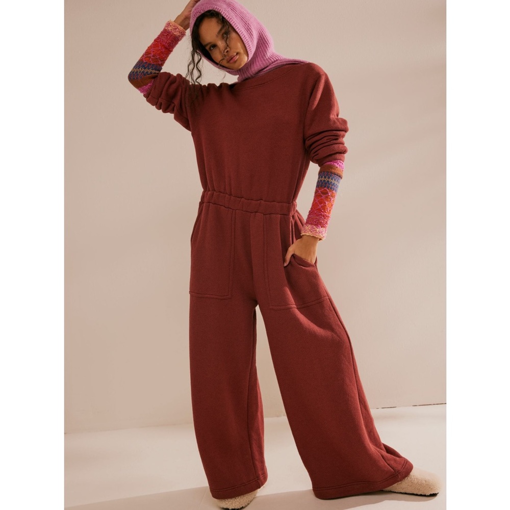 NWT Free People flawed Darla One Piece Sweater Jumpsuit in Mahogany brown $98 - Picture 2 of 7